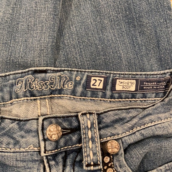 Miss Me Low Rise Skinny Bootcut Rhinestone Jeans - Picture 2 of 16
